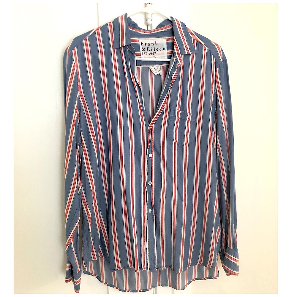 Frank & Eileen Blue Striped Eileen Sz Large
